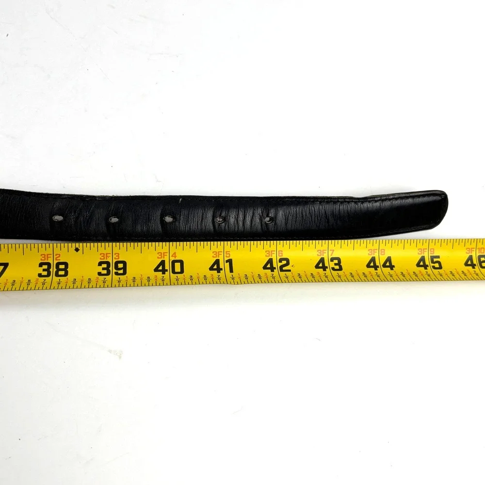 VTG Levi's Leather Belt Mens 38 Black Made in USA 2150-1 Brass Buckle 1